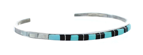 Navajo Multicolor Inlay Sterling Silver Cuff Bracelet NX11600